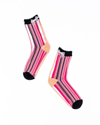 Sock Candy Parisian Stripes ruffle bow sock bow socks for women