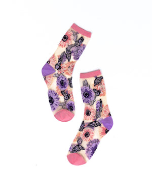 Sock candy sunflower print sheer socks bundle butterfly socks