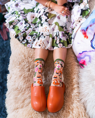 Sock Candy fox print socks womens graphic floral socks